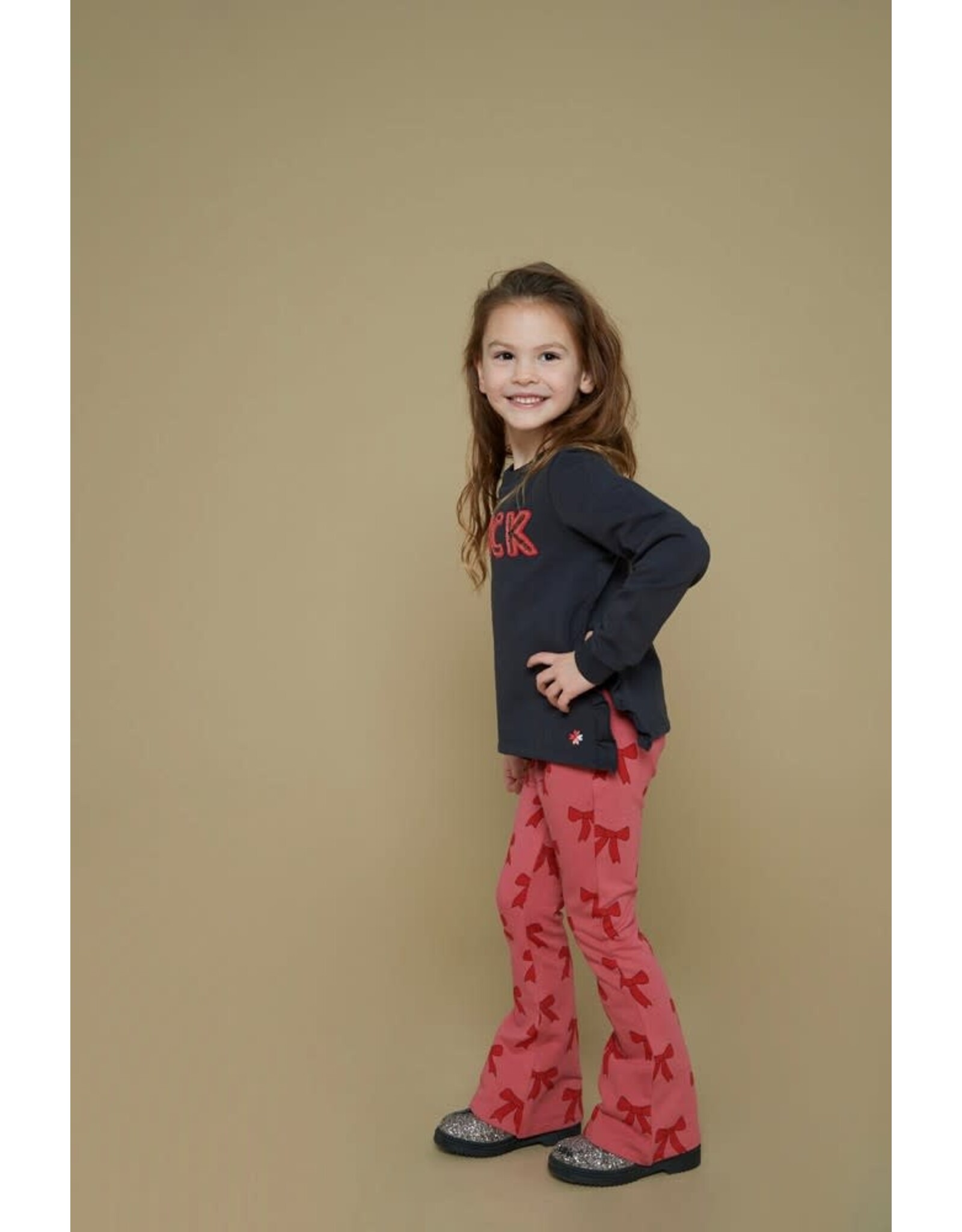 Jubel Flared broek AOP - Queen Of Hearts Roze