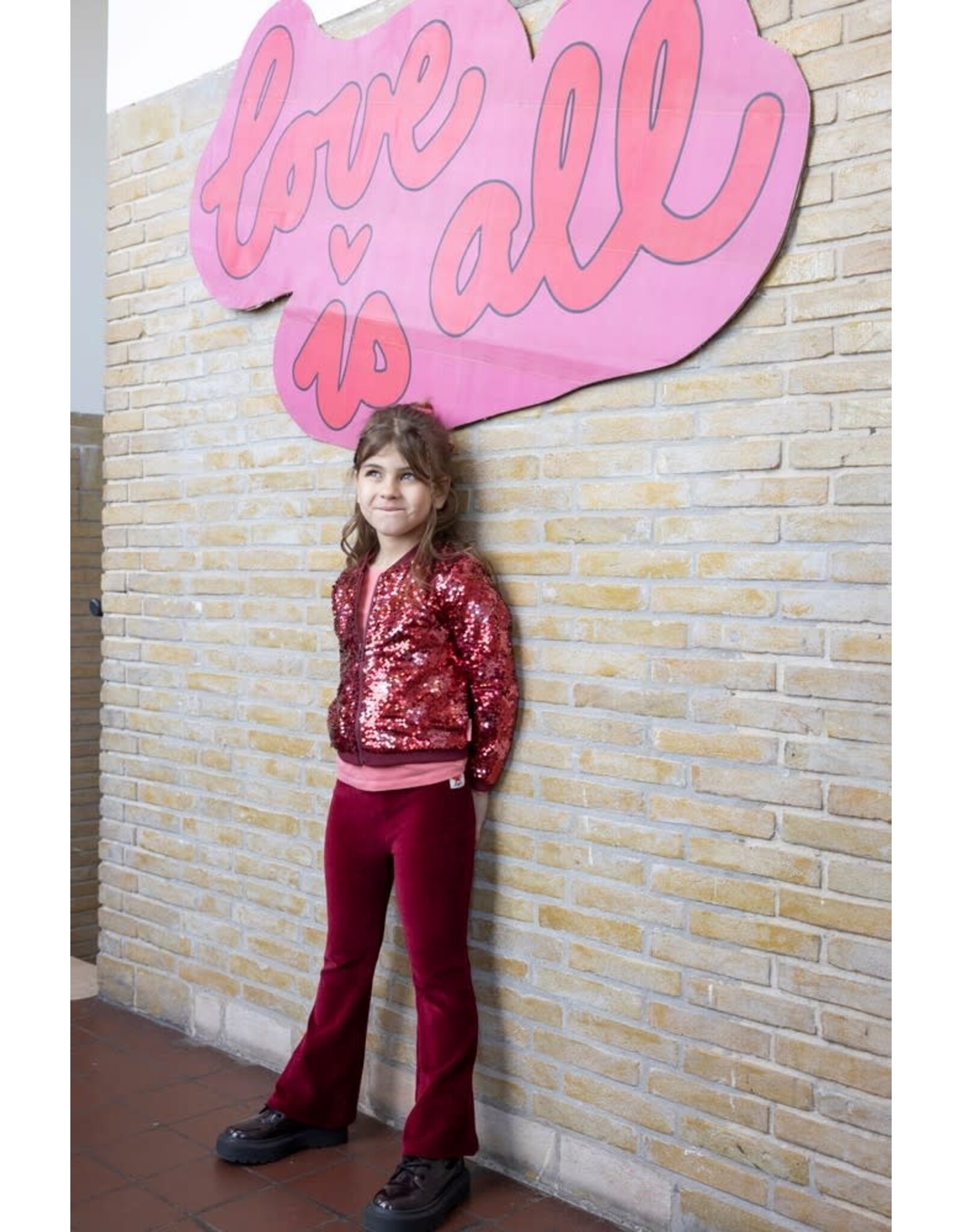 Jubel Flared broek velours rib - Queen Of Hearts Bordeaux