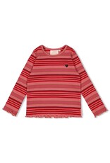 Jubel Longsleeve rib met streep - Queen Of Hearts l.Roze