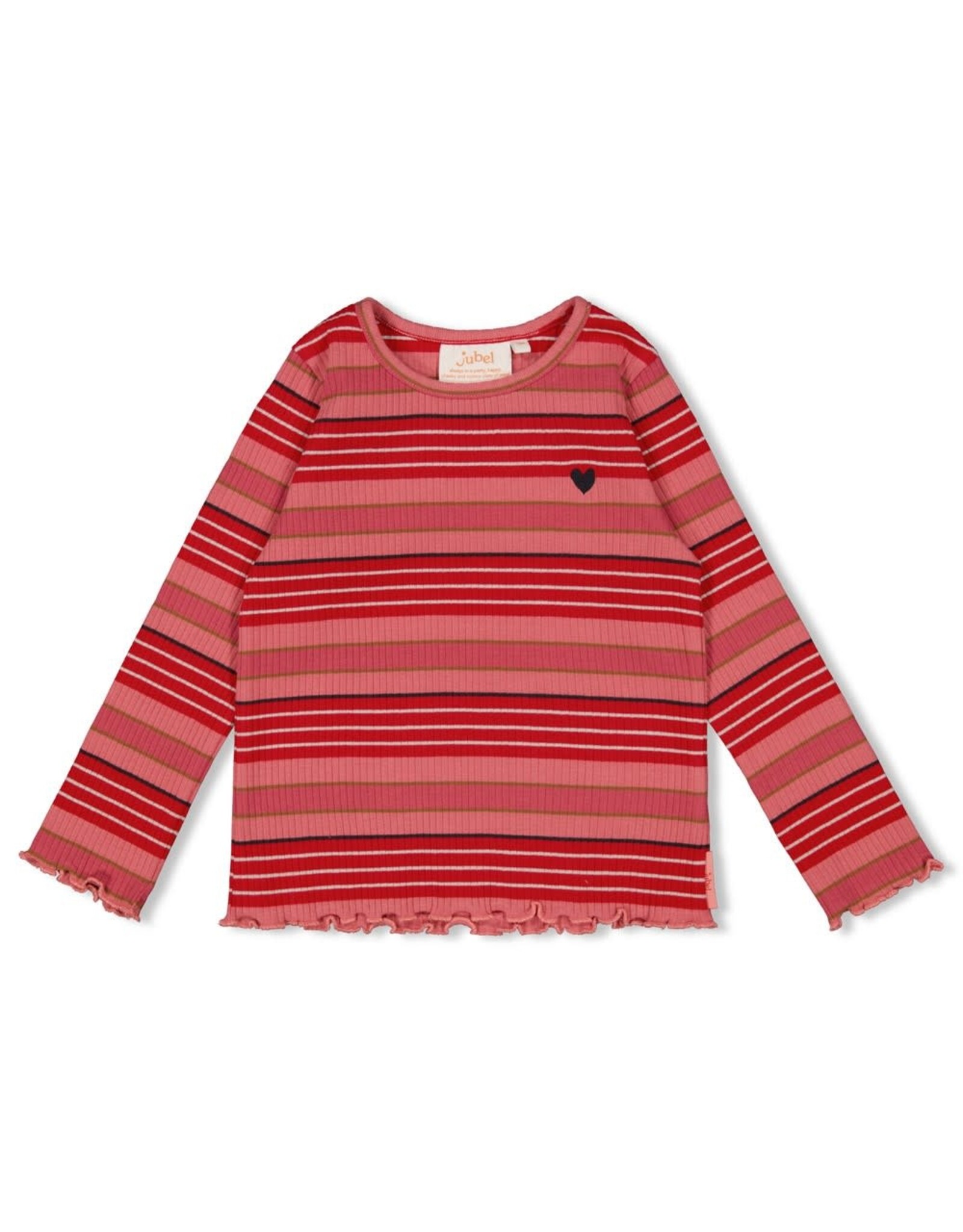 Jubel Longsleeve rib met streep - Queen Of Hearts l.Roze