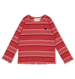 Jubel Longsleeve rib met streep - Queen Of Hearts l.Roze