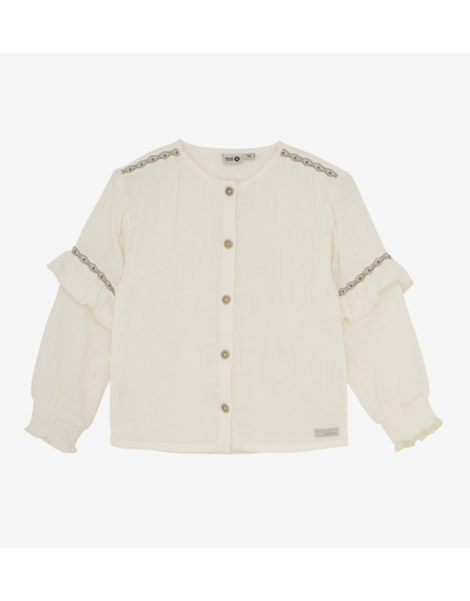 Daily7 Shirt Longsleeve Ruffle Off White