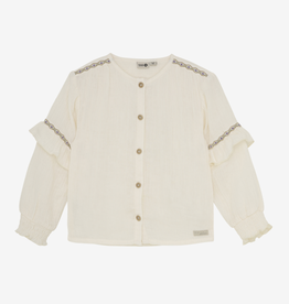 Daily7 Shirt Longsleeve Ruffle Off White