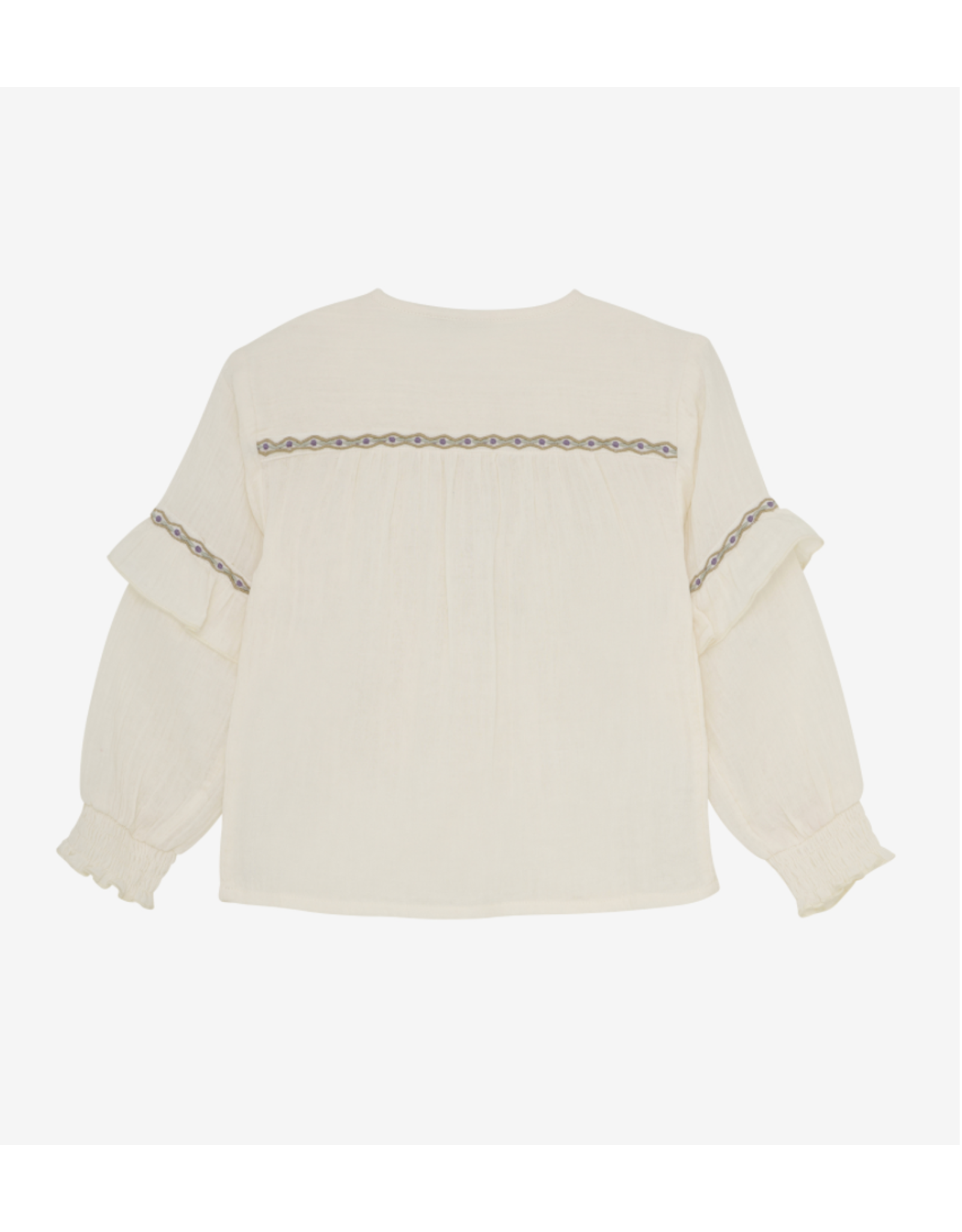 Daily7 Shirt Longsleeve Ruffle Off White