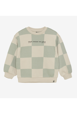 Daily7 Oversized Sweater Check Print Cool Mint