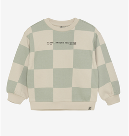 Daily7 Oversized Sweater Check Print Cool Mint