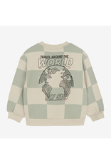 Daily7 Oversized Sweater Check Print Cool Mint