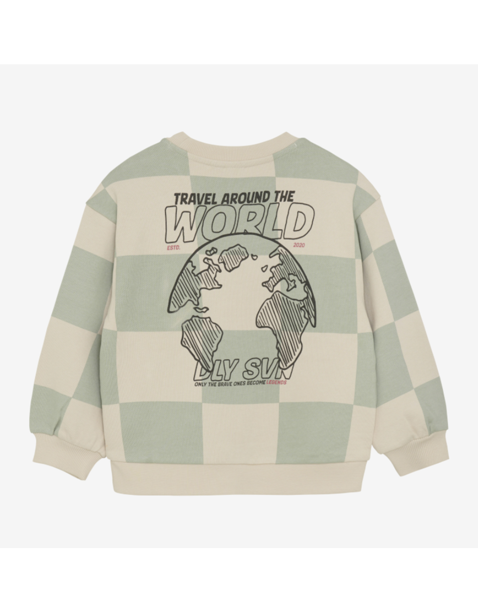 Daily7 Oversized Sweater Check Print Cool Mint