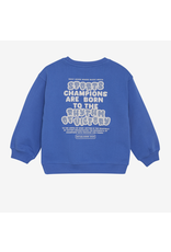 Daily7 Oversized Sweater Textprint Dusty Kobalt