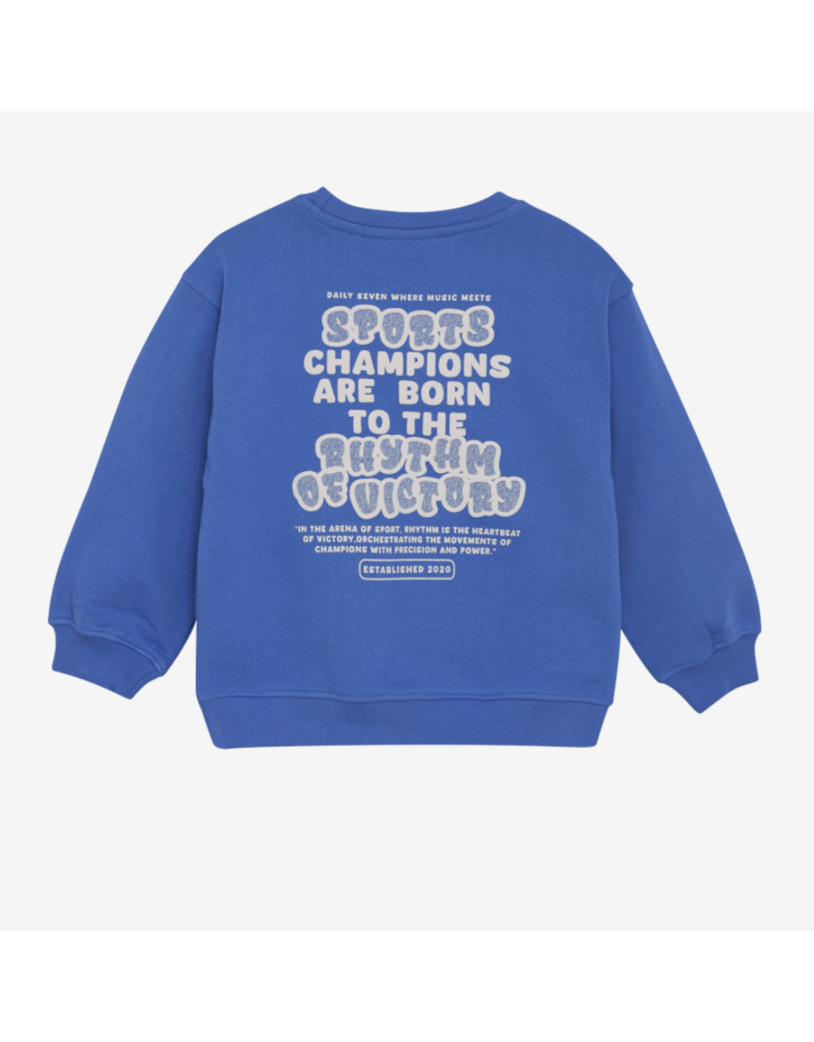 Daily7 Oversized Sweater Textprint Dusty Kobalt