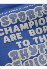 Daily7 Oversized Sweater Textprint Dusty Kobalt