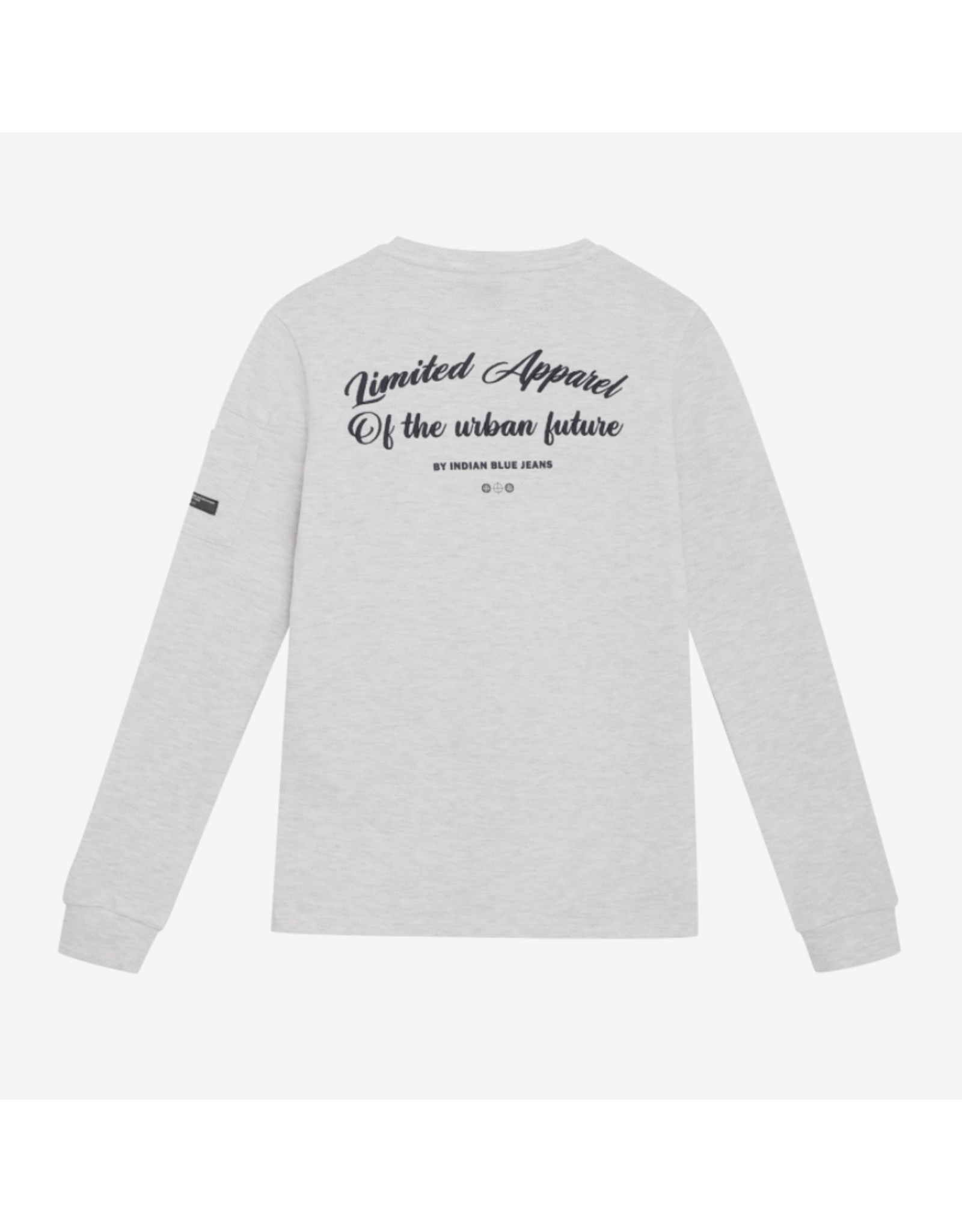 Indian Blue Jeans T-Shirt Longsleeve Sleeve Pkt Light Grey Melange