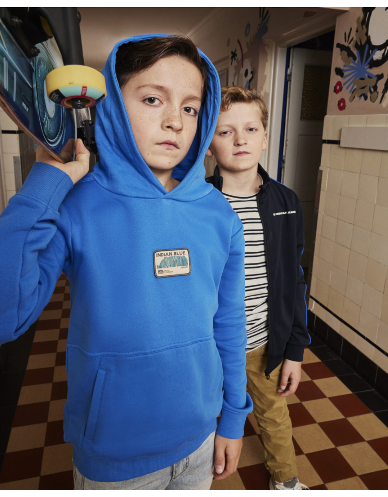 Indian Blue Jeans Hoodie Badge Strong blue