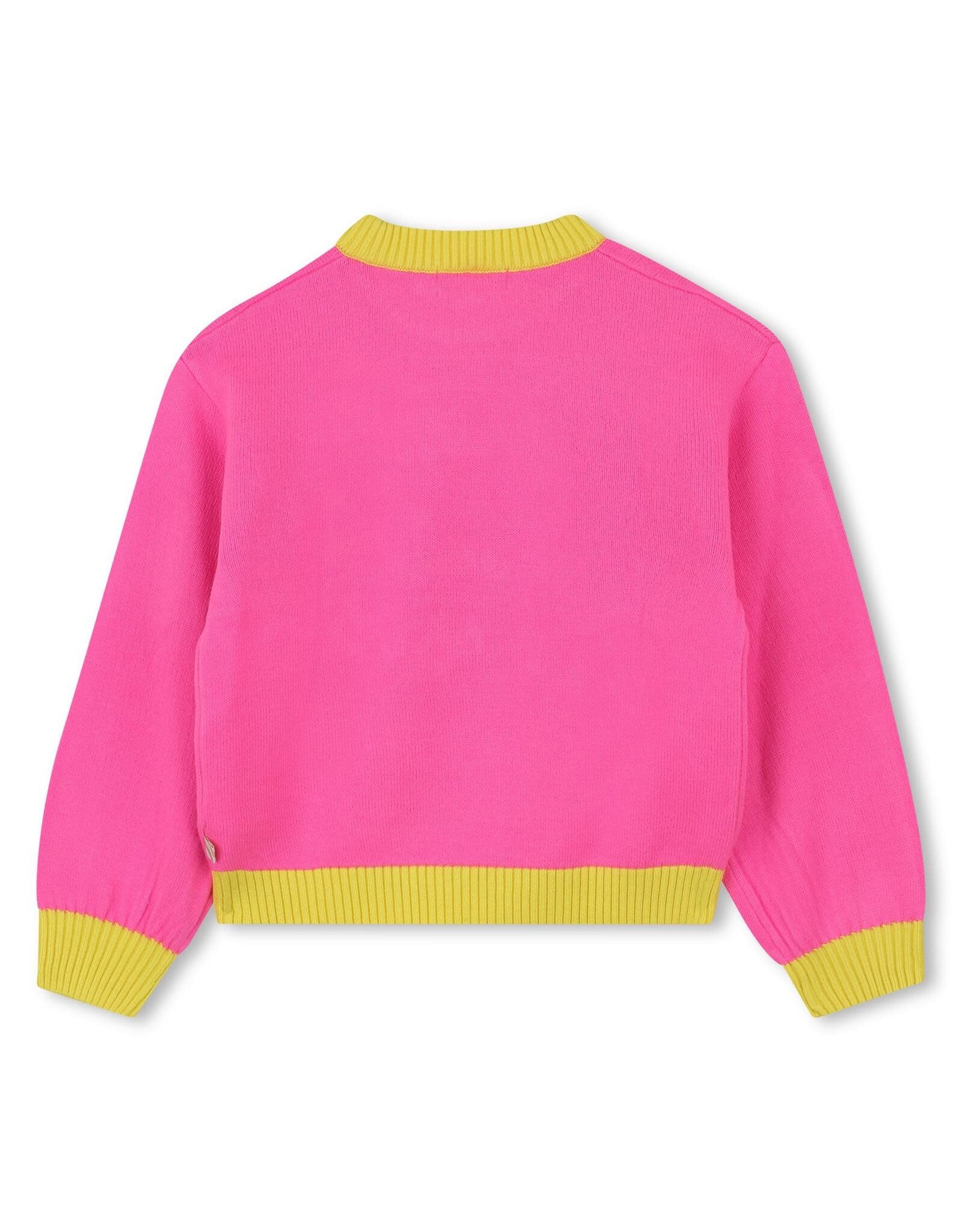 BILLIEBLUSH Thin knit sweater with front illustration with fancy yarns and sequined hearts ROZE
