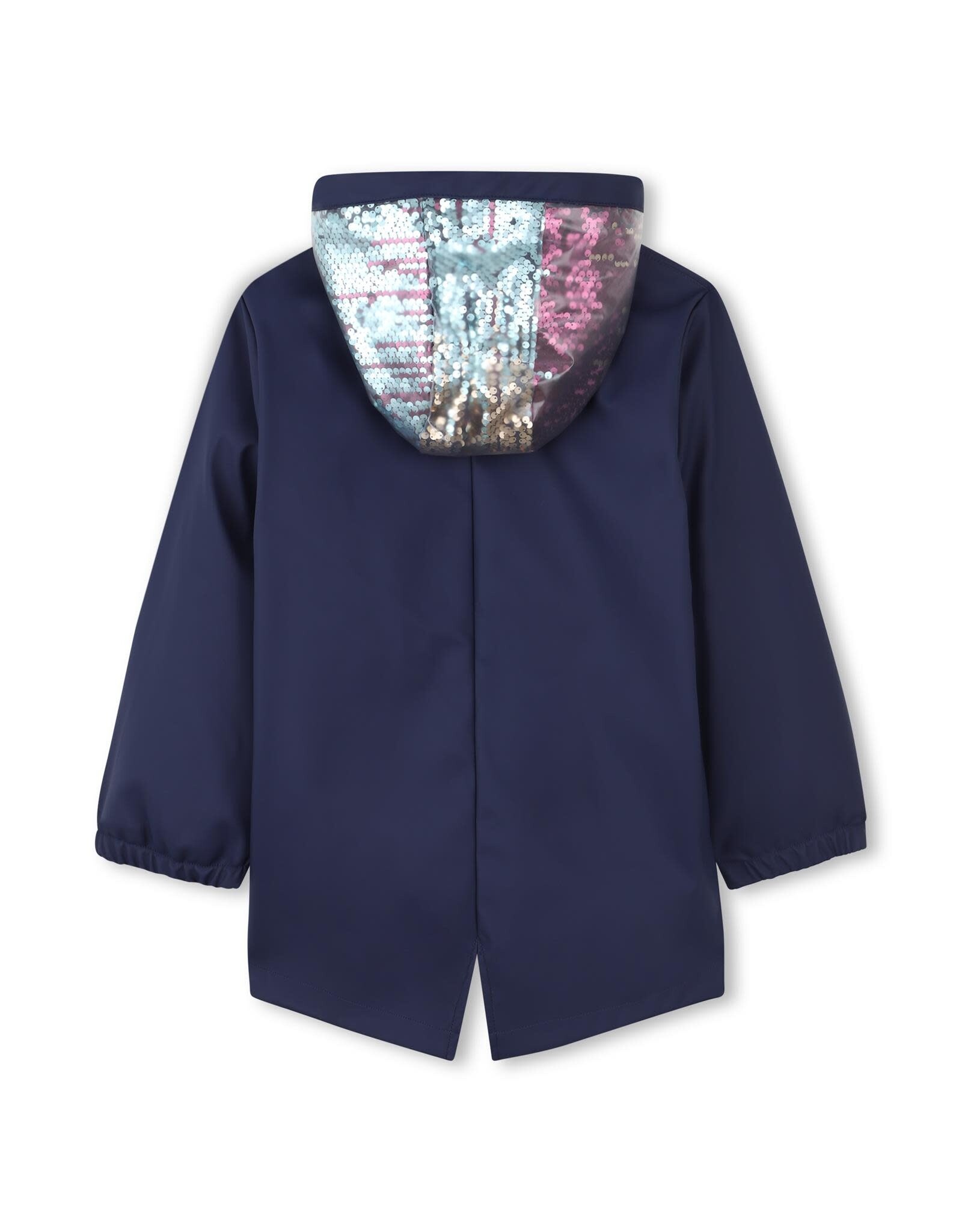 BILLIEBLUSH Raincoat with sequin on hood and two pockets, with transparent material on top, polar fleece lining MARINE