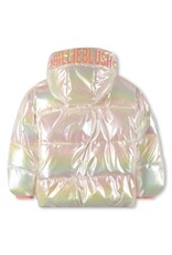 BILLIEBLUSH Puffer jacket in shiny material, Billieblush logo in sequins on the top of the hood, 2 pockets MULTICO