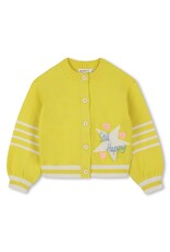 BILLIEBLUSH Knitted cardigan, jacquard illustration, stripes on sleeves and rib on cuffs and bottom, label. ZON