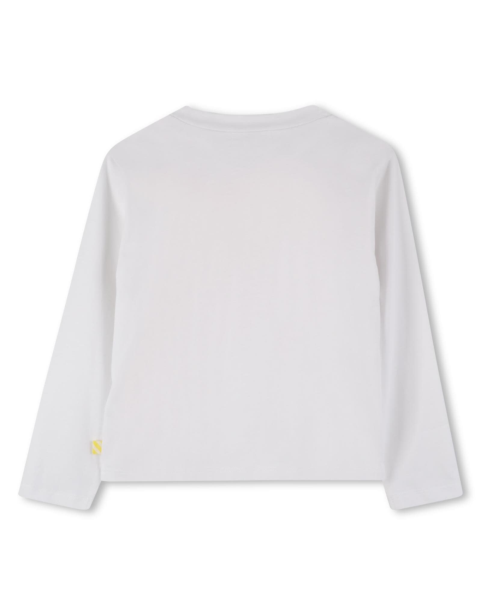 BILLIEBLUSH Jersey tee-shirt in 100% cotton, long sleeves, front illustration with shiny ink and sequins, label. Comfort fit WIT