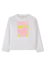 BILLIEBLUSH Jersey tee-shirt in 100% cotton, long sleeves, front illustration with shiny ink and sequins, label. Comfort fit WIT