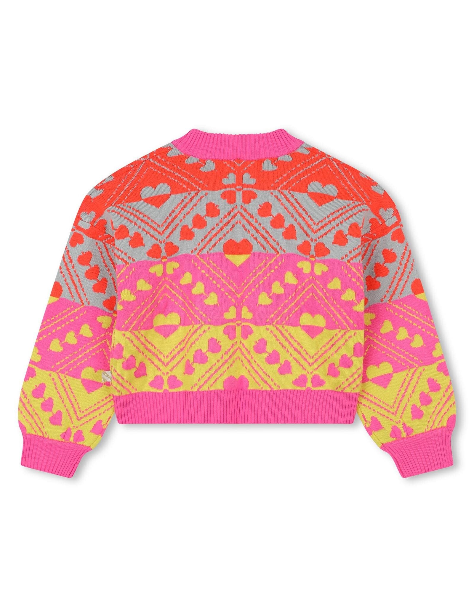 BILLIEBLUSH Jacquard knit sweater with heart motif inside, label ROZE