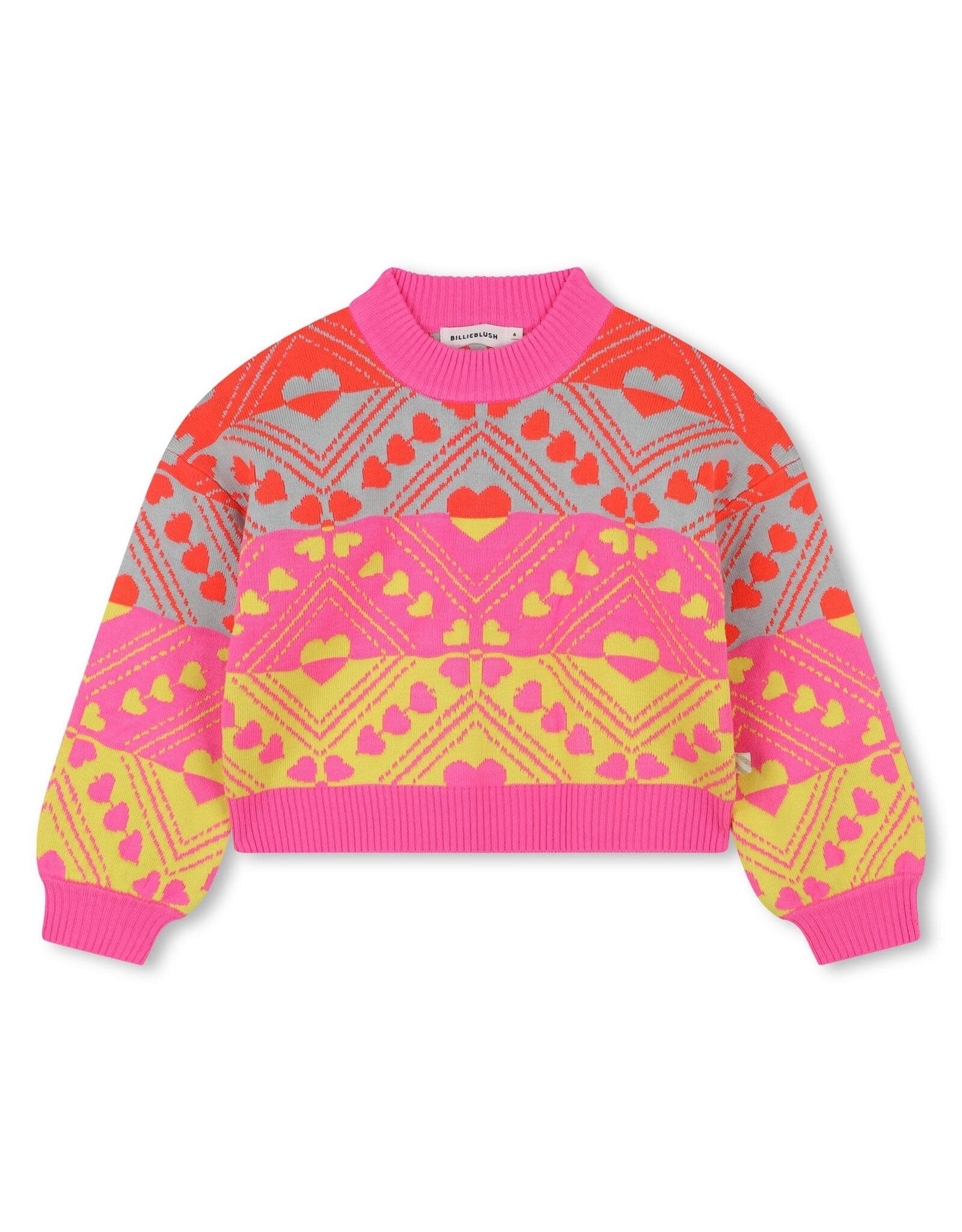 BILLIEBLUSH Jacquard knit sweater with heart motif inside, label ROZE