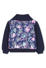 BILLIEBLUSH French terry cardigan with allover sequin illustration on back, zip fastening MARINE