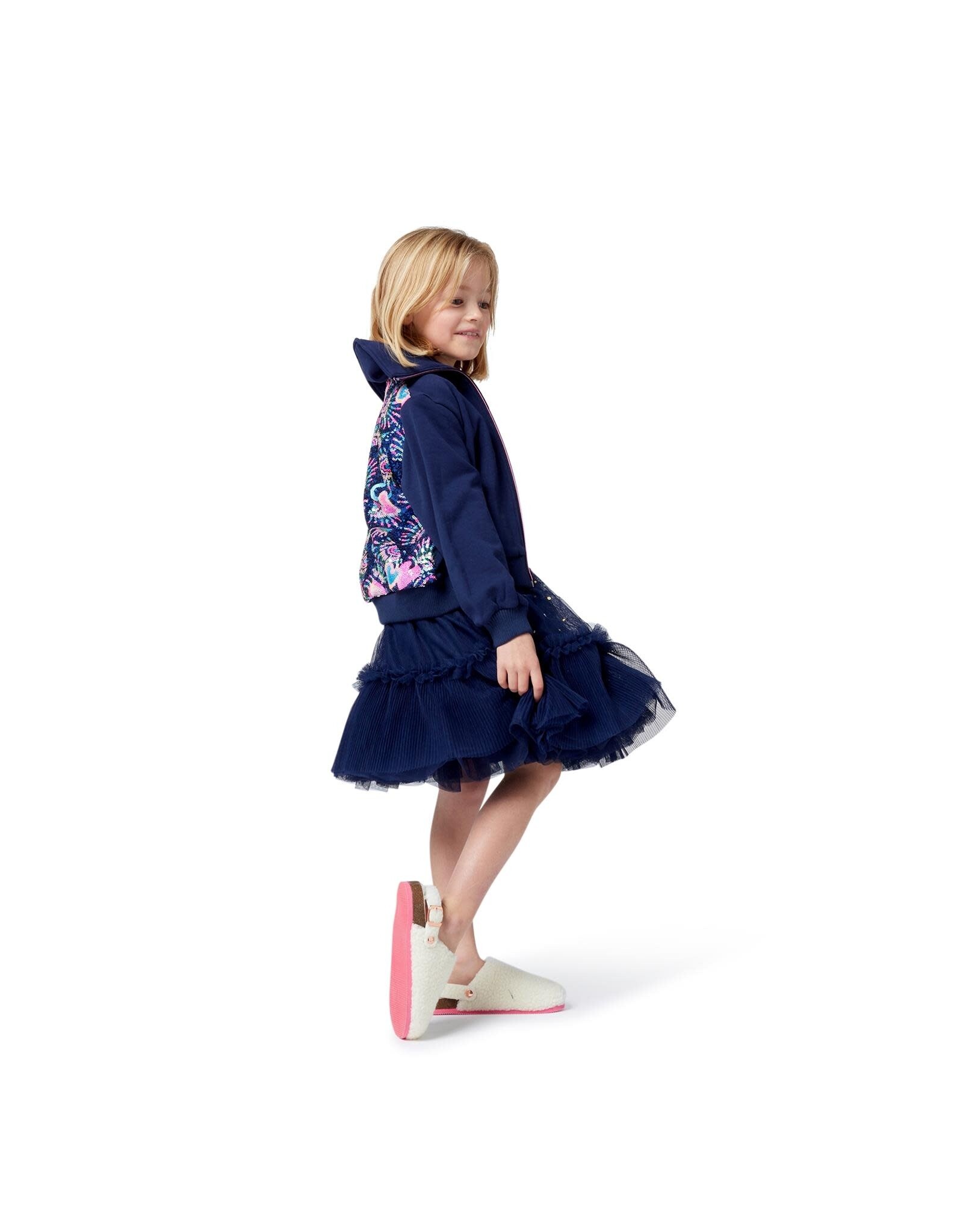 BILLIEBLUSH French terry cardigan with allover sequin illustration on back, zip fastening MARINE