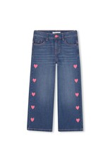 BILLIEBLUSH Denim pants, 5 pockets, embroidered hearts on sides, shiny silicone label on back Baggy cut DOUBLE STONE+BROSSAGE