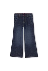 BILLIEBLUSH Denim pants, 2 pockets, rhinestones at bottom of pants in gradient Wide fit. STONE