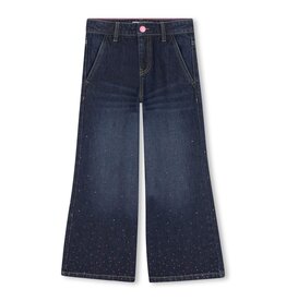 BILLIEBLUSH Denim pants, 2 pockets, rhinestones at bottom of pants in gradient Wide fit. STONE