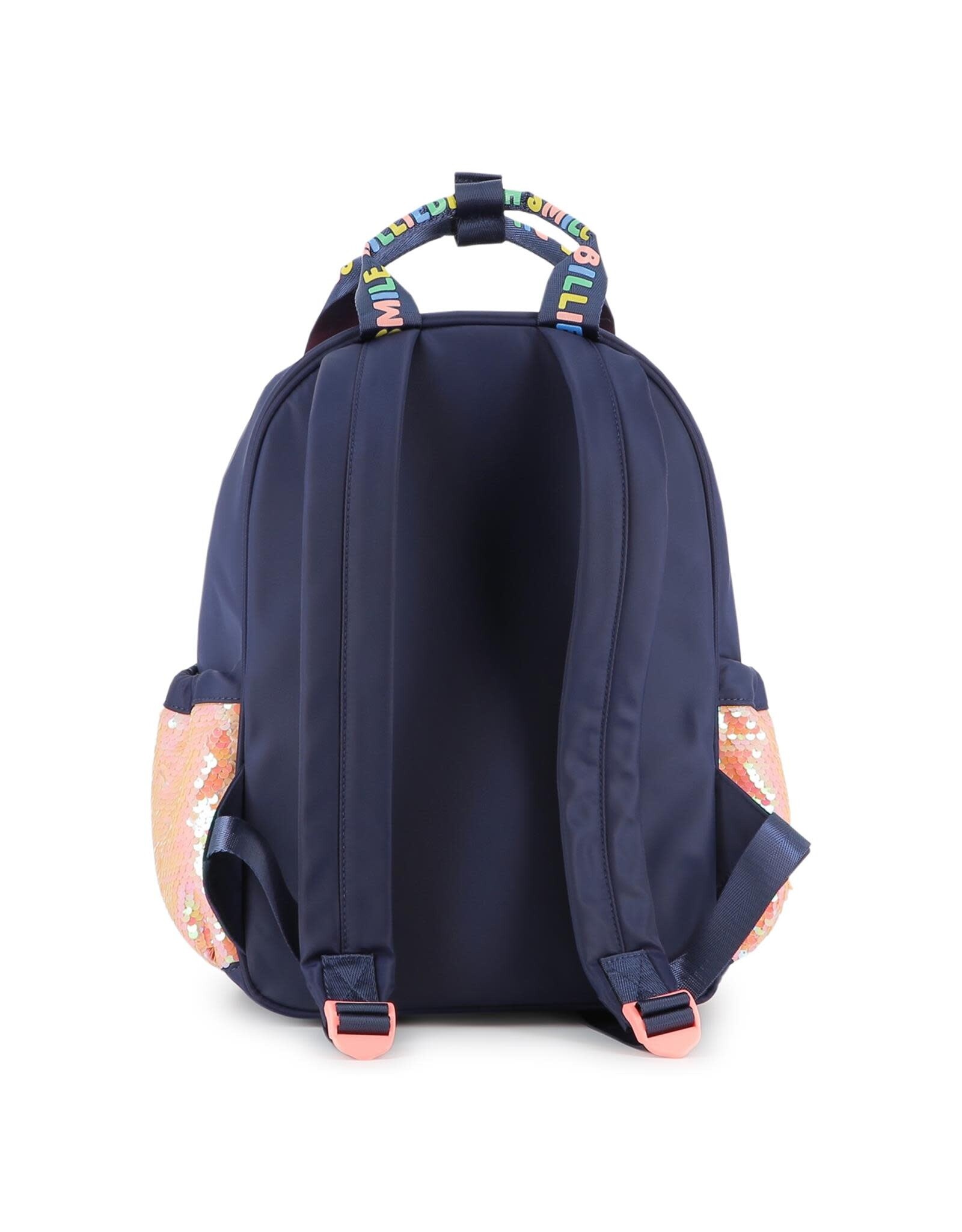 BILLIEBLUSH Backpack, sequins and twill. Star fancy badge.  with pencil case  MARINE