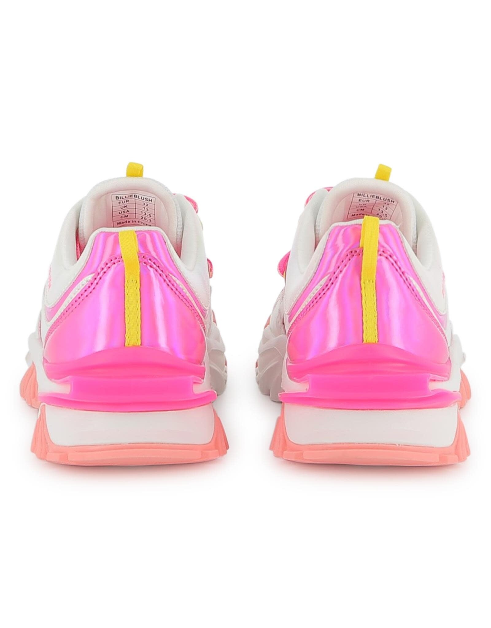 BILLIEBLUSH Athletic sneakers in pearly and iridescent faux leather. Branded print on side WIT