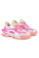 BILLIEBLUSH Athletic sneakers in pearly and iridescent faux leather. Branded print on side WIT