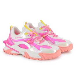 BILLIEBLUSH Athletic sneakers in pearly and iridescent faux leather. Branded print on side WIT