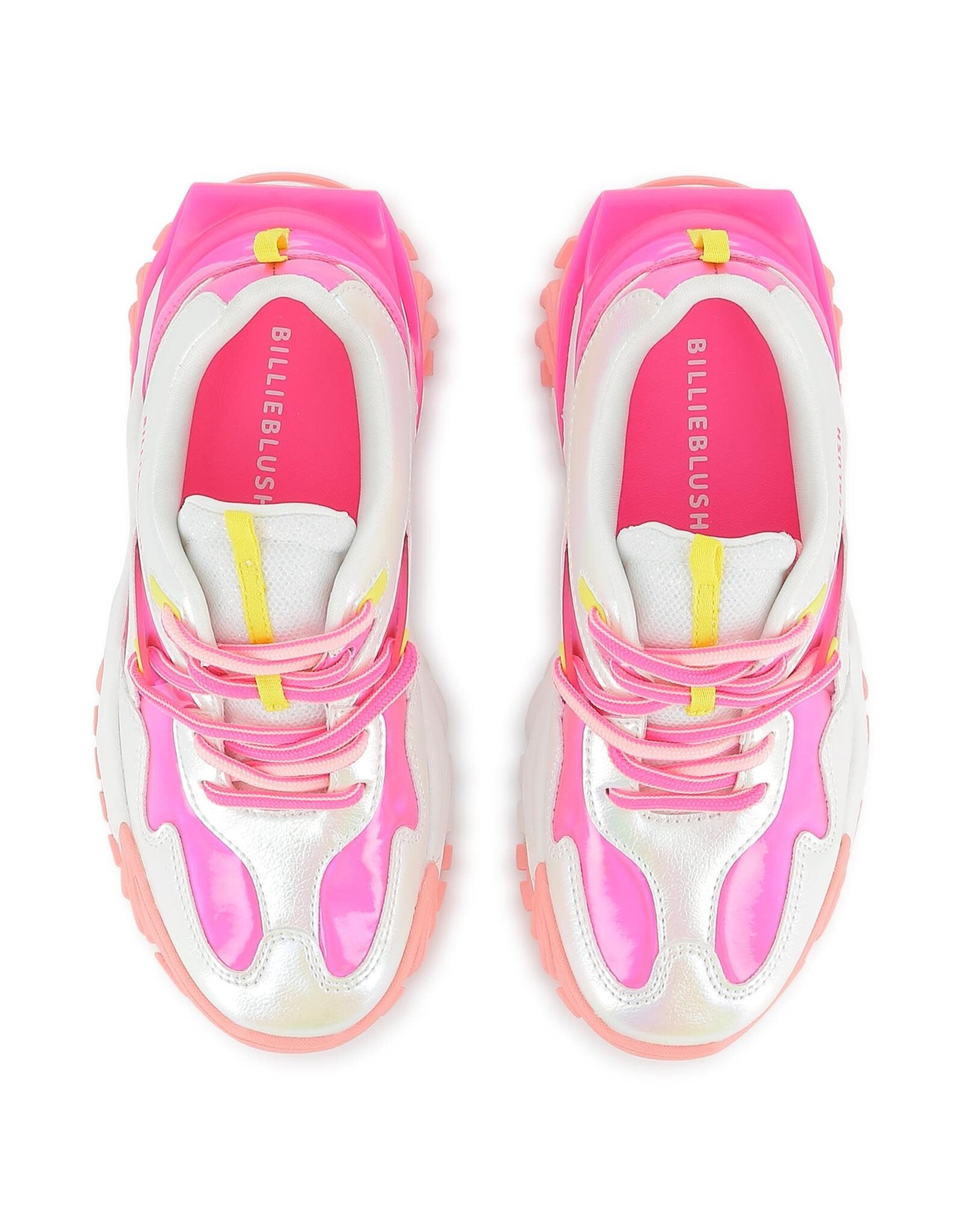 BILLIEBLUSH Athletic sneakers in pearly and iridescent faux leather. Branded print on side WIT