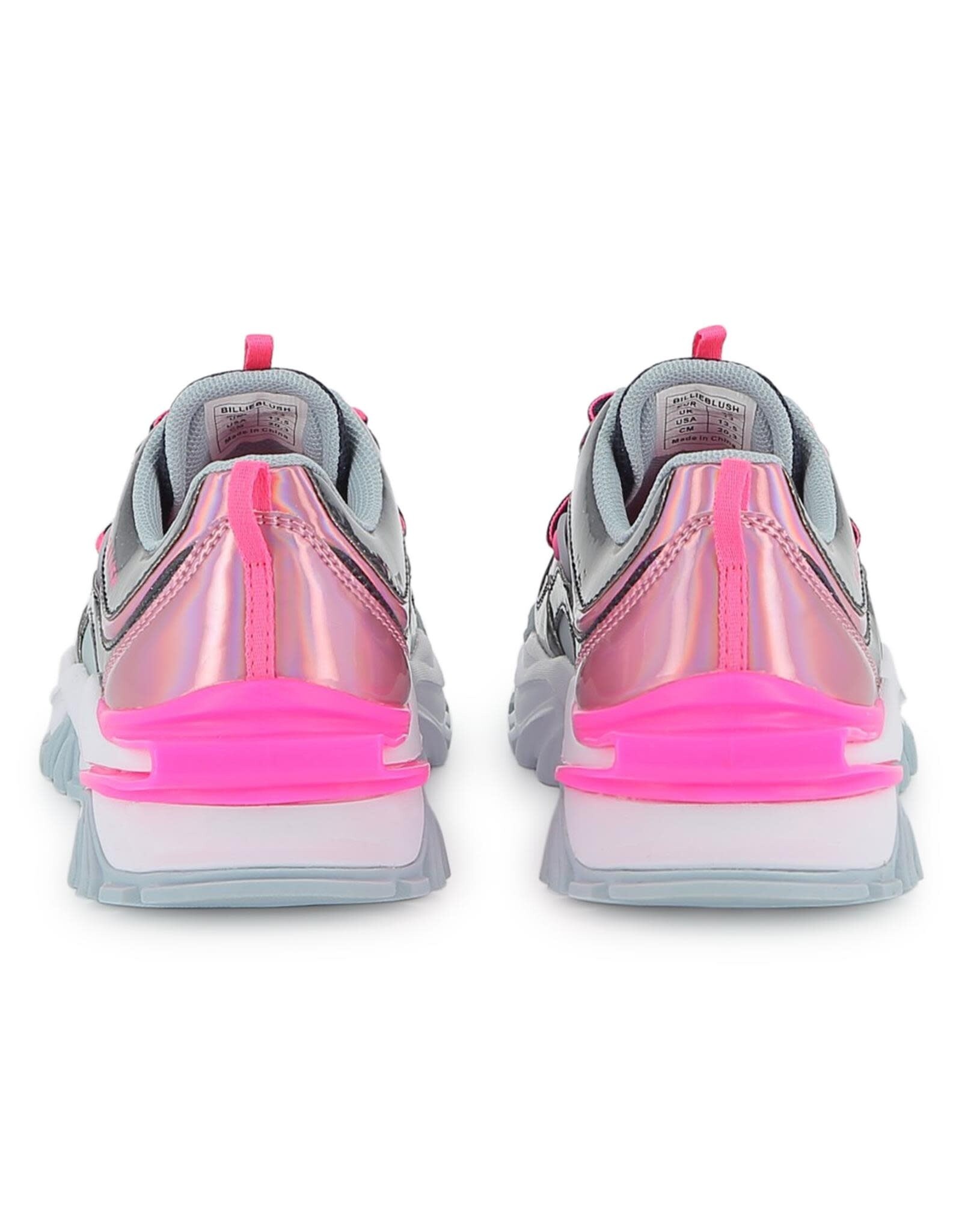 BILLIEBLUSH Athletic sneakers in glitter and iridescent faux leather and mesh. Branded print on side. Bicolor lace fastening. MARINE