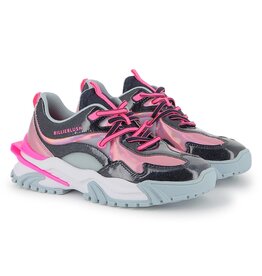 BILLIEBLUSH Athletic sneakers in glitter and iridescent faux leather and mesh. Branded print on side. Bicolor lace fastening. MARINE
