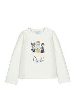 Mayoral L/s shirt dress  Cream-Navy w25