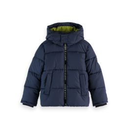 Scotch & Soda Short hooded puffer jacket NAVY