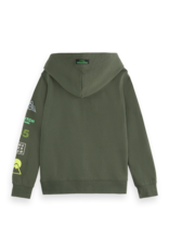 Scotch & Soda Regular-fit artwork zip-through hoodie DARK GREEN