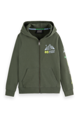 Scotch & Soda Regular-fit artwork zip-through hoodie DARK GREEN