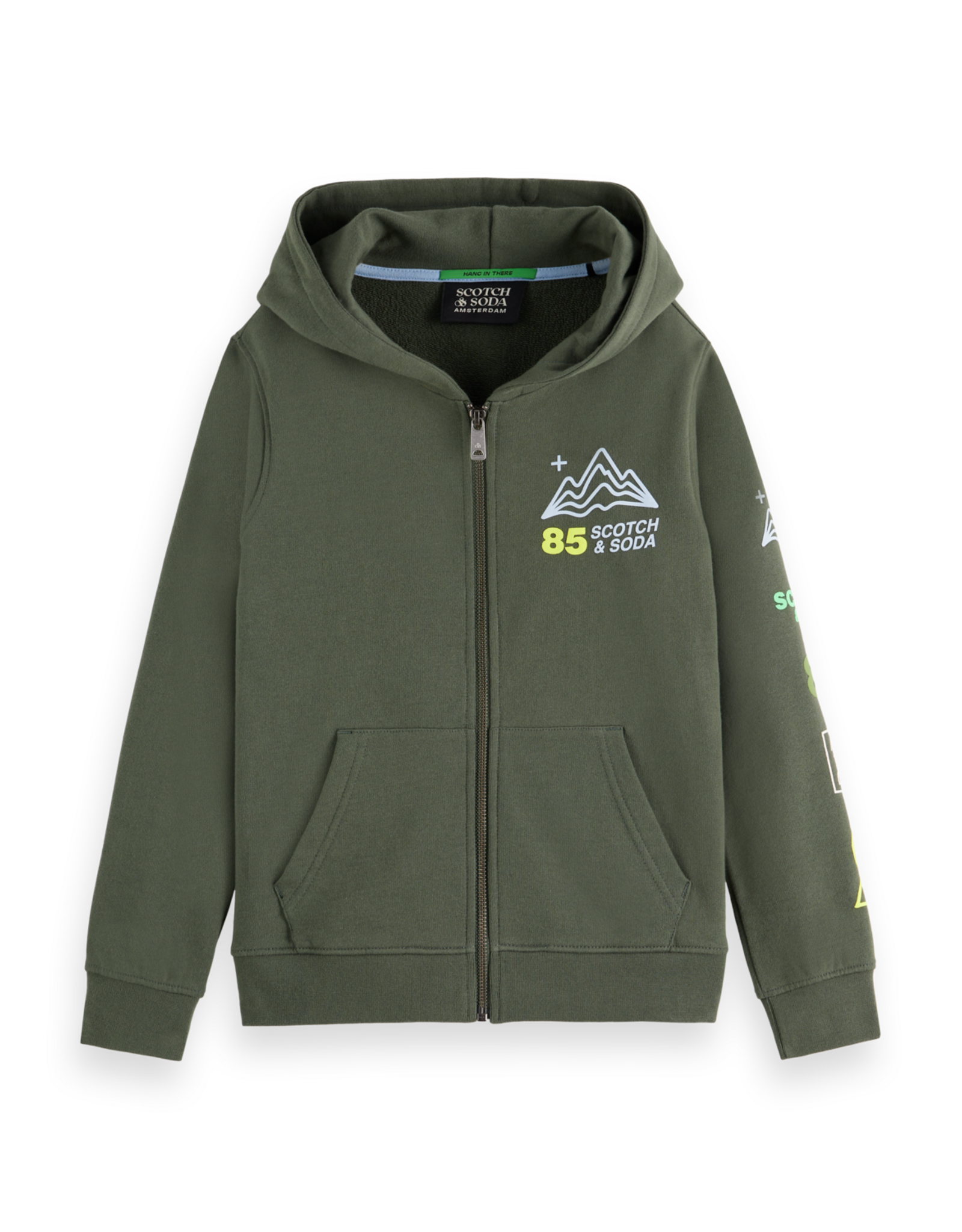 Scotch & Soda Regular-fit artwork zip-through hoodie DARK GREEN