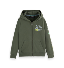 Scotch & Soda Regular-fit artwork zip-through hoodie DARK GREEN