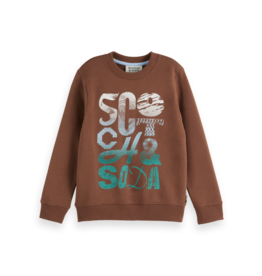 Scotch & Soda Regular-fit sweatshirt with front artwork MEDIUM BROWN