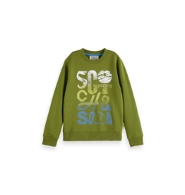 Scotch & Soda Regular-fit sweatshirt with front artwork DARK GREEN