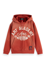 Scotch & Soda Loose-fit snow-washed hoodie with front artwork MEDIUM RED