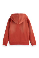 Scotch & Soda Loose-fit snow-washed hoodie with front artwork MEDIUM RED
