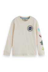 Scotch & Soda Relaxed-fit long-sleeved artwork t-shirt  LIGHT BEIGE