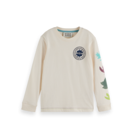 Scotch & Soda Relaxed-fit long-sleeved artwork t-shirt  LIGHT BEIGE