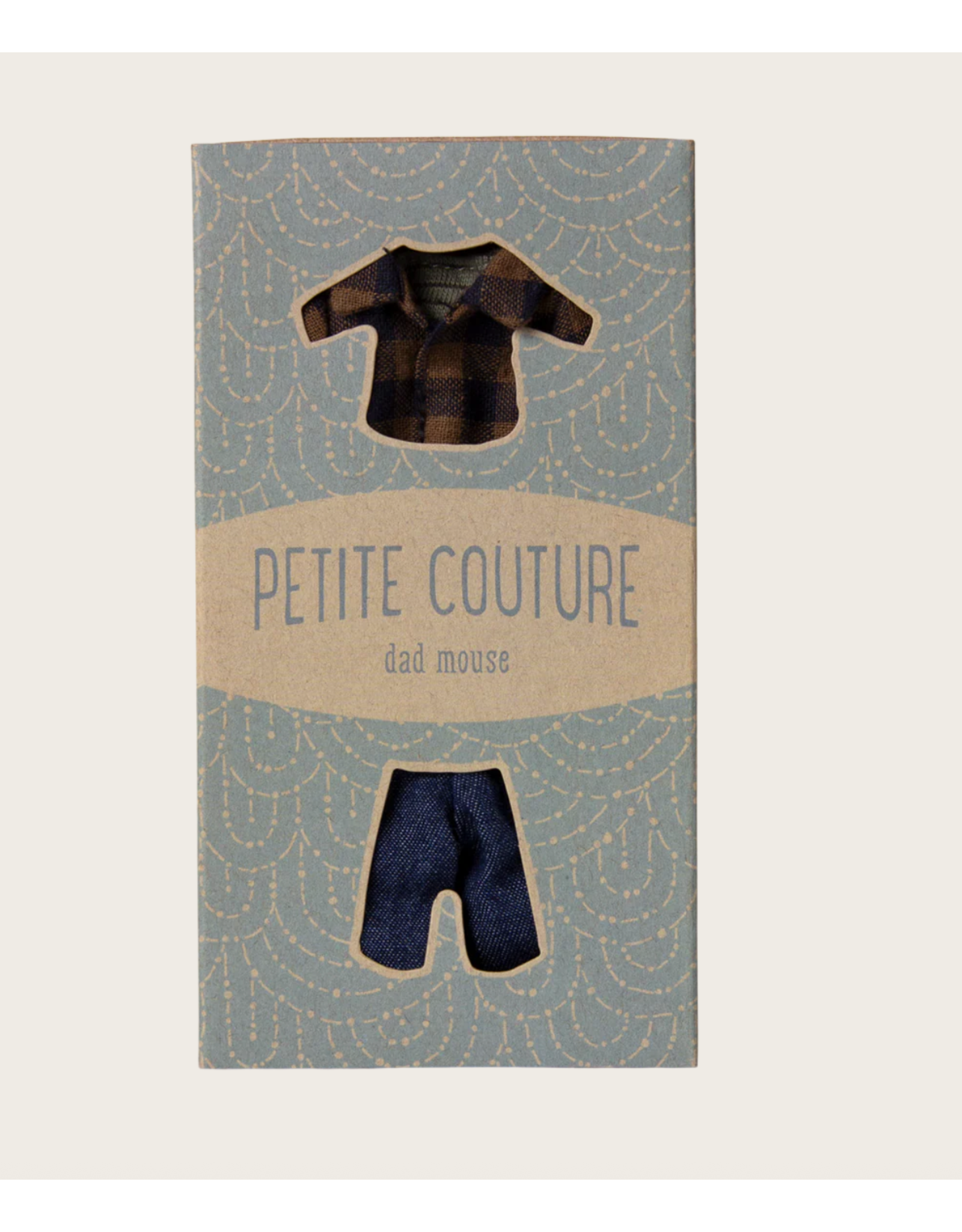 Maileg Brown checked shirt and pants Dad mouse